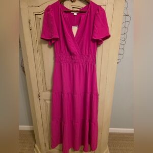 Monteau Los Angeles Fuchsia Midi Dress L NWT